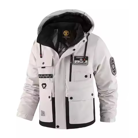 Winter Men's Mountain Ski Parkas Fashion Men Cotton Warm Down Padded Fashion Men Hiking Thermal Wind