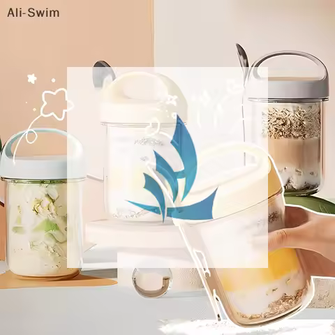 Breakfast Cup Glass Wide Mouth Sealed Jar Overnight Oatmeal Cup Milkshake Glass With Spoon