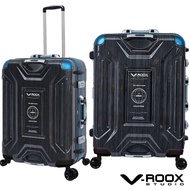 🈹 V-ROOX 25吋喼硬殼鋁框行李箱 ARCH-59226 黑拉絲/藍框