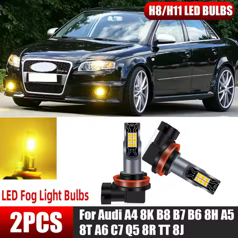 2x H11 H8 Led Fog Lights 3000K Yellow Canbus H16 H9 Car Bulb Diode Lamp 120W For Audi A4 8K B8 B7 B6