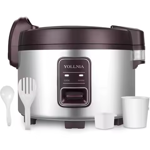 Commercial Large Rice Cooker Food Warmer for HighVolume Kitchens 13.8QT 65 Cup Capacity with NonStic