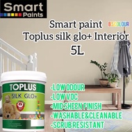 5L Smart Paint Toplus Silk Glo Interior Sheen/Cat Dinding Dalam Rumah Kilat