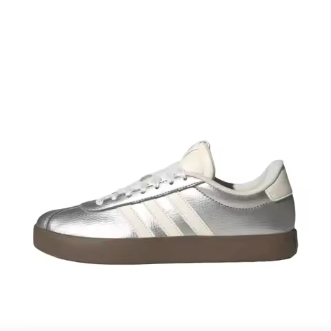 Adidas VL COURT 3.0 Men's and Women's Skateboarding Shoes, Classic Style, Anti-slip Sneakers, Silver