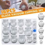 Glass Fire Cupping Jars Set Kit 16Pcs Chinese Acupuncture Vacuum Massage Therapy