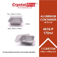 [1 CARTON] STAR PRODUCTS 170ml RECTANGULAR ALUMINIUM TRAY WITH LID MULTIPURPOSE 4618-P [500 PCS/CART