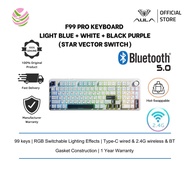 AULA F99 Pro 3 IN 1 Gasket keyboard (Type-C wired & 2.4G & BT,99 Keys, Star Vector Switch) Light Blu