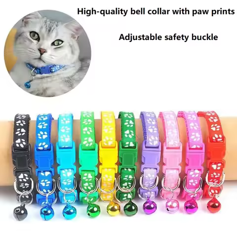 Cat Collar with Bell Necklace for Cat Strap Kitten Collar Armrests for Pets Breakaway Collar Anti-st