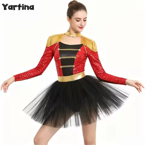 Womens Circus Ringmaster Halloween Cosplay Costume Glitter Lion Tamer Director Uniform Circus Majore