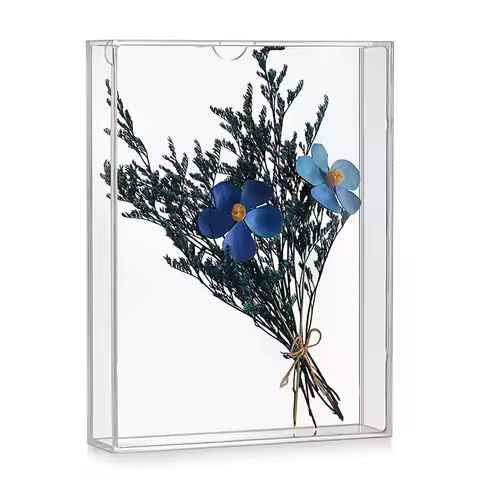 Memory Acrylic Shadow Box Frame Crafts Transparent Dried Flowers Display Box for Kids Room Flowers T