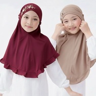 (Freya) Children's Boutique Sequin Bergo Instant Hijab for/ Children Children's Bergo Tudung Budak P