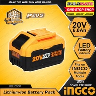 BUILDMATE Ingco Lithium-Ion Battery Pack 20V 4.0Ah | 6.0Ah | 7.5Ah Compact Battery Power Tool Batter