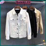 【Ready Stock】jaket jeans lelaki bomber jacket men White denim Male spring autumn Korean version of the trendy brand vers