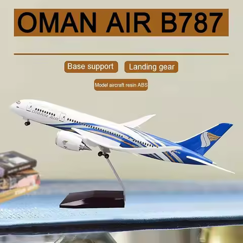 1:130 Oman Air 787 Passenger Aircraft Model Resin Assembled Simulation Airplane Model Induction LED 