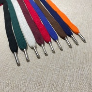 Flat pants with round metal aglet