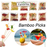 FAVORITEGOODS Bamboo Pick, Disposable Picnic Party Supplies Cocktail Fork,  Wooden Cocktail Pick Foo
