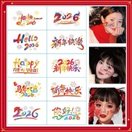 2026 Christmas Face Tattoo Sticker Disposable Cheek Stickers Party Year Makeup Transparent U9c0