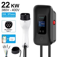 QCESEV EV Charger Station 7.6KW 11KW 22KW Electric Vehicle Car Charger EVSE Wallbox 1/3Phase Type2 I