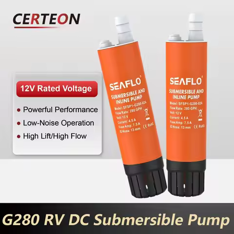 G280 12V DC Submersible Transfer Pump Diesel Fuel Pump for RV Boat Mini Inline Water Oil Pump 5M Hea