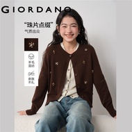 GIORDANO WOMEN Sequin flowers crewneck cardigan 18355832
