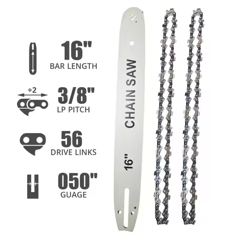 16 Inch 56 Drive Links Chainsaw Chain Chainsaw Guide Bar .050" Gauge 3/8" Pitch Chain Low-Kickback f