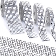 Self Adhesive Crystal Glass Squares Rhinestone Diamond Ribbon Glitter Sticker for Decoration DIY