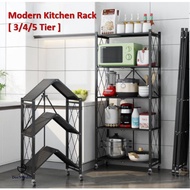 DorNordic Modern &amp; Simple Multiple Function Rack Movable with Trolley | Kitchen Rack Movable Trolley [ 3/4/5 Tier]