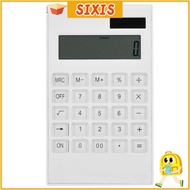 SIXIS Calculator, Dual Powered White Desktop Calculator, Portable LCD LCD Display  12 Digits Calcula