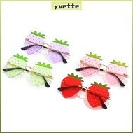 YVE Rimless Sun Glasses, Street Snap Halloween Costume Strawberry Sunglasses, Unique Metal Y2K Shade