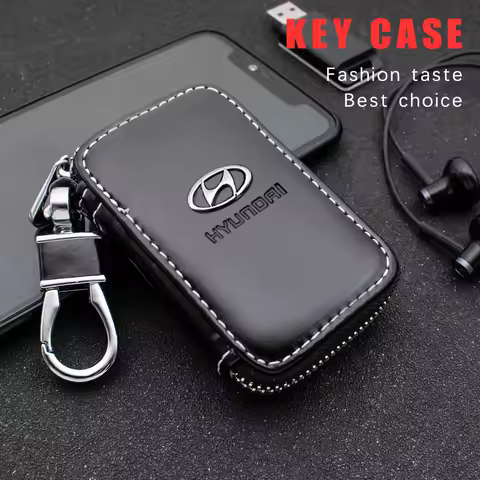 1Pc Leather Key Wallet Car Key Bag Multi Function Key Case Accessories For Hyundai Tucson Accent Ela