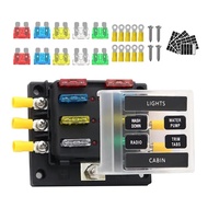6 Way Blade Fuse Box for Automotive [ATC/ATO/ATP Blade Fuses] [30 Amp] [LED