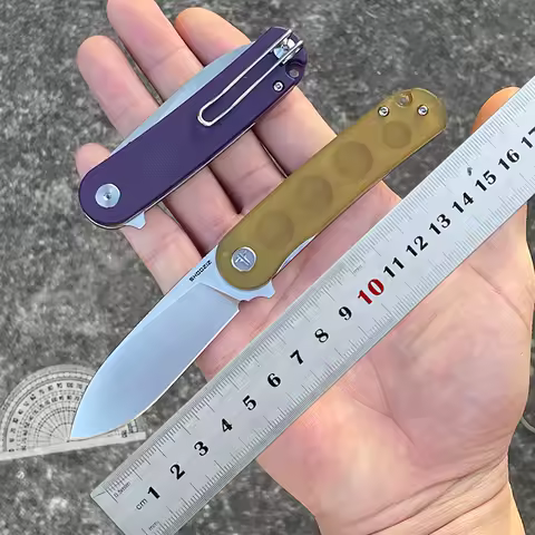 SHOOZIZ Folding Knife D2 Steel G10 Meter Kata Handle Folding Knife Outdoor EDC Pocket Knife HAN309