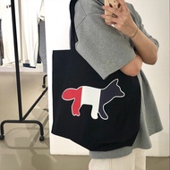 TOP◙ Maison Kitsune French small fox tide brand กระเป๋าสะพายไหล่ผ้าแคนวาสแบบพกพา Tote bag