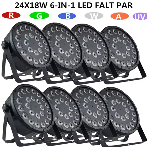 8PCS/ RGBWA UV LED PAR 24X18W 6-in-1 PAR Light / Disco Light, Par Led Professional DJ Equipment