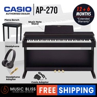 Casio AP-270 Celviano 88-Keys Digital Piano with FREE Piano Bench and Headphone - Black / White / Brown (AP270)