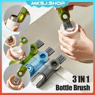 3 in 1 Bottle Brush Water Cup Lid Cleaner Milk Kettle Cover Gap Cleaning Brush Set Rotatable Handhel