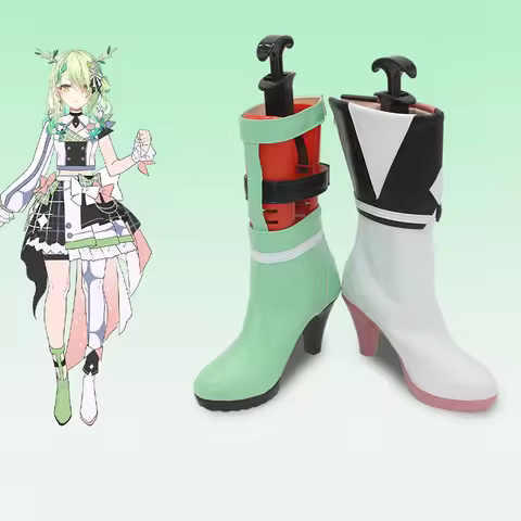 Hololive EN Ceres Fauna Vtuber Youtuber Cosplay Boots Wig Green Gradient Long Curly Wavy Synthetic H