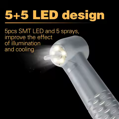 Dental High Speed Handpiece with 5 LED Light 5 Water Spray Shadowless Air Turbine Push Button High S