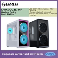 LIAN LI LANCOOL 217 INF Medium Desktop Case Tempered Glass Incl 3 Fans pre-installed (Black/White) [