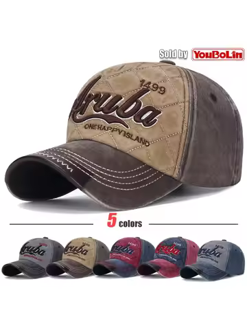 Aruba Letter Embroidered Cotton Adjustable Two-tone Baseball Cap Sun Hat Trucker Caps Dad Hats