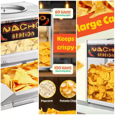 Nacho Machine Food Warmer - Steel Countertop Display Case and Merchandiser for Tortilla Chips