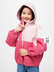 女童裝|Logo印花防潑水連帽外套-粉紅色