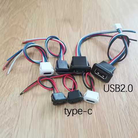 1PC 2/4 Pin USB2.0 USB A USB C Type C Connector 2pin 4Pin Female Socket With PH2.0 Terminal Wire USB