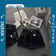 QC women's plain jeans and skirts Bigsize 55kg-90kg, a-shaped pockets, Charcoal Blue, fashion bigsiz