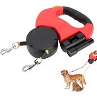 Retractable 10ft Double Dog Leash, 360 Tangle-Free, Light & Poo Bag Holder for Dogs Up to 18 lbs/8.2