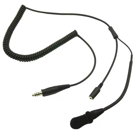 Spiral Coil Cord Cable Helmet Kit for IMSA with Dynamic Electret Microphone Flexible Boom 3.5mm Earp