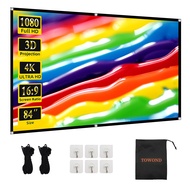 TOWOND Projector Screen 84 inch, Wrinkle-Free and Foldable Projection Screen 16:9 HD 4K Portable Mov
