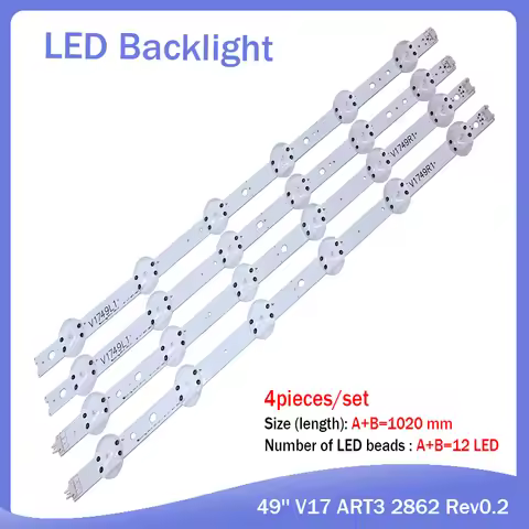 4Pieces/lot New LED Strip For 49UV340C 4A9UJ6565 49UJ670V 49 V17 ART3 2862 2863 6916L-2862A 6916L-28
