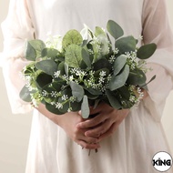 KI 1Pc Simulation Plant Eucalyptus Leaf Sprigs / Real Touch Decorative Fake Plant / For Office Hotel