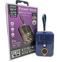 Pin dự phòng Phantom P37 10000mAh siêu nhỏ gọn PD 20W & QC 22.5W tích hợp 2 cáp sạc - Nhat Tin Autho