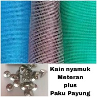 Kain nyamuk Meteran + paku payung /Kain kasa nyamuk nilon/nylon hitam coklat kawat nyamuk nilon/nylo